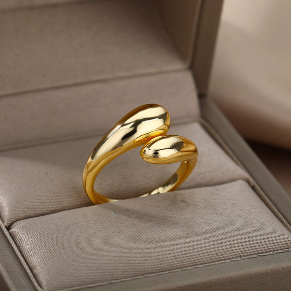 Wholesale Ring Copper Geometric Minimalist Style Set With Gold Unisex Opening Ring