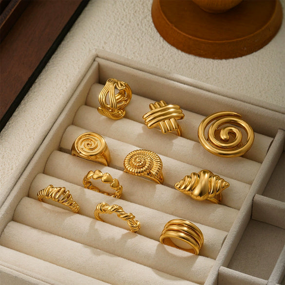 Wholesale Ring Copper Geometric Open Irregular Shape Electroplating