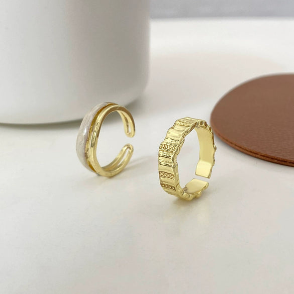 Wholesale Ring Copper Geometric Retro Double Layer Opening Irregular Electroplating Women's Fashion