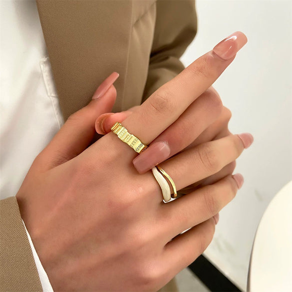 Wholesale Ring Copper Geometric Retro Double Layer Opening Irregular Electroplating Women's Fashion