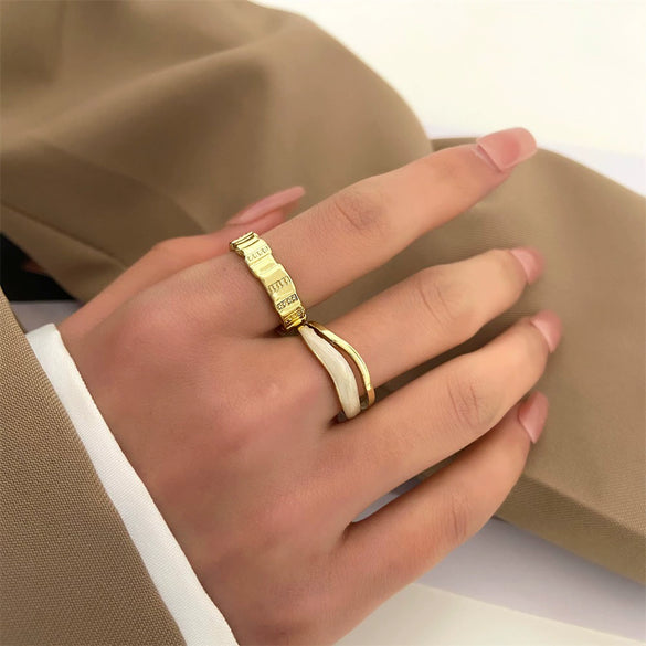 Wholesale Ring Copper Geometric Retro Double Layer Opening Irregular Electroplating Women's Fashion
