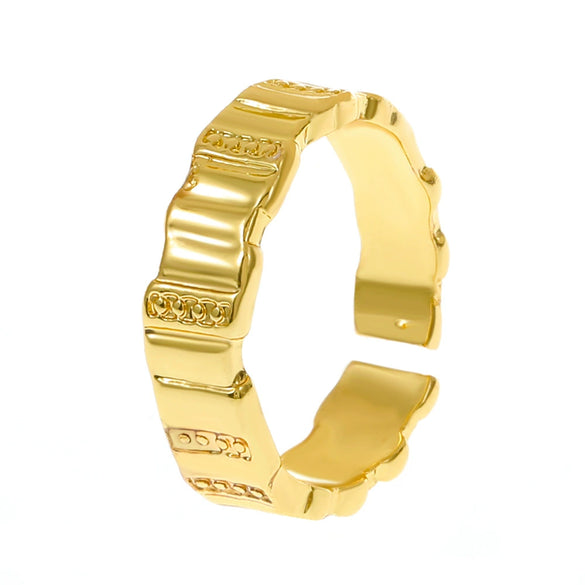 Wholesale Ring Copper Geometric Retro Double Layer Opening Irregular Electroplating Women's Fashion