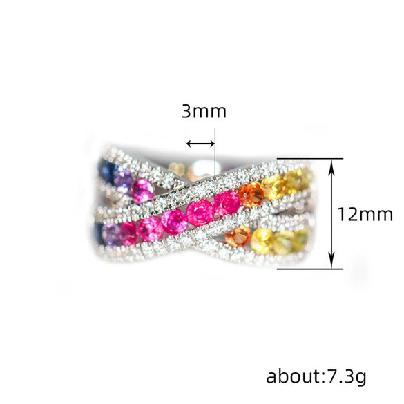 Wholesale Ring Copper Geometric Round Rainbow Bow Zircon Design Light Luxury Creative For Women
