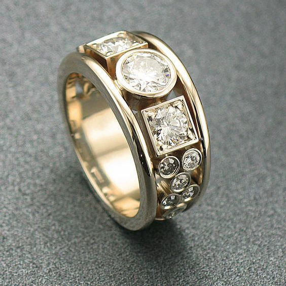 Wholesale Ring Copper Geometric Round Square Inlaid Zircon Fashion Ring