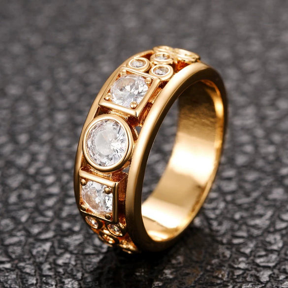 Wholesale Ring Copper Geometric Round Square Inlaid Zircon Fashion Ring
