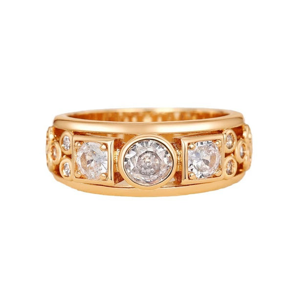 Wholesale Ring Copper Geometric Round Square Inlaid Zircon Fashion Ring