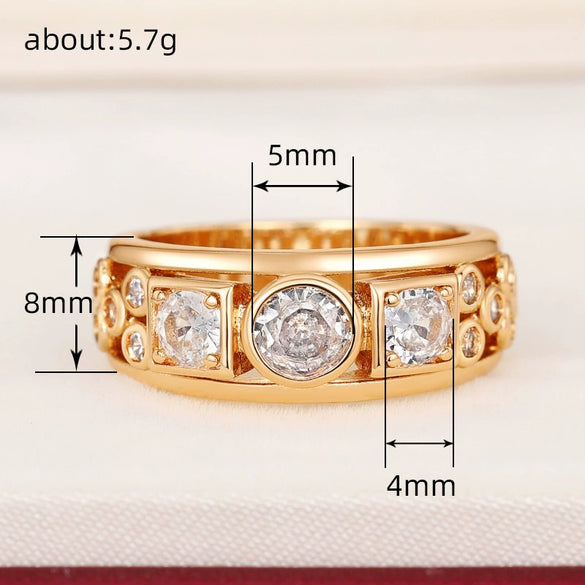 Wholesale Ring Copper Geometric Round Square Inlaid Zircon Fashion Ring
