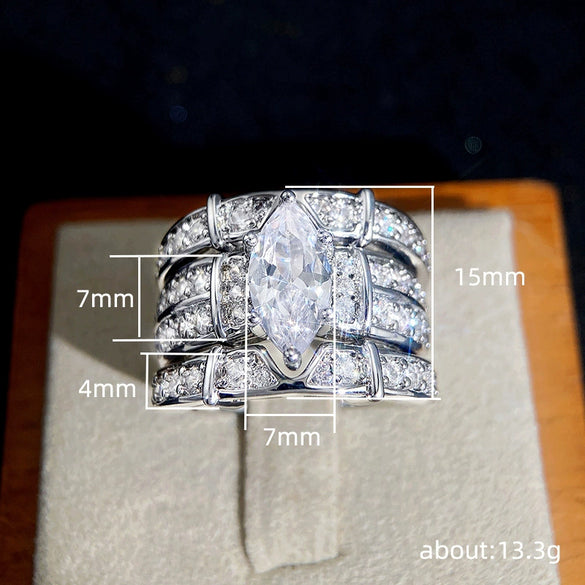 Wholesale Ring Copper Geometric Style Inlaid Horse Eye Zircon