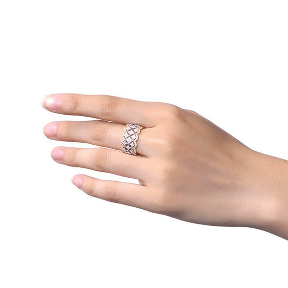 Wholesale Ring Copper Geometric Style Zircon Gemstone Ring