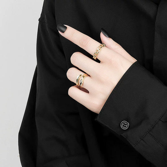 Wholesale Ring Copper Geometric Titanium Steel 18K Gold Plated Electroplating Minimalist Light Luxury Style For Women