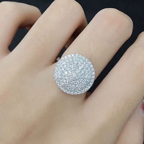 Wholesale Ring Copper Geometric Zircon Inlaid French Retro Style