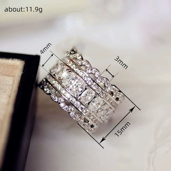Wholesale Ring Copper Geometric Zircon Inlaid Hollow Lace Style Unisex