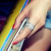 Wholesale Ring Copper Geometric Zircon Inlaid Hollow Lace Style Unisex