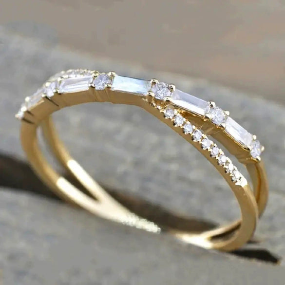 Wholesale Ring Copper Geometric Zircon Inlaid Light Luxury Style