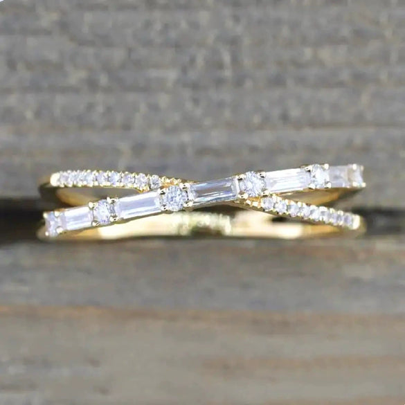 Wholesale Ring Copper Geometric Zircon Inlaid Light Luxury Style