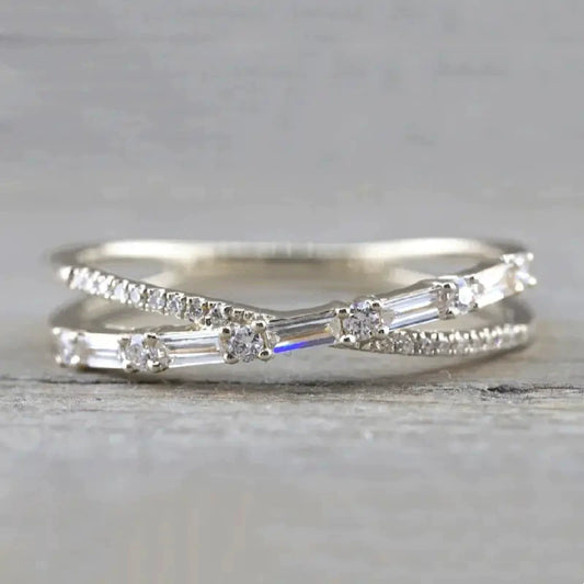 Wholesale Ring Copper Geometric Zircon Inlaid Light Luxury Style