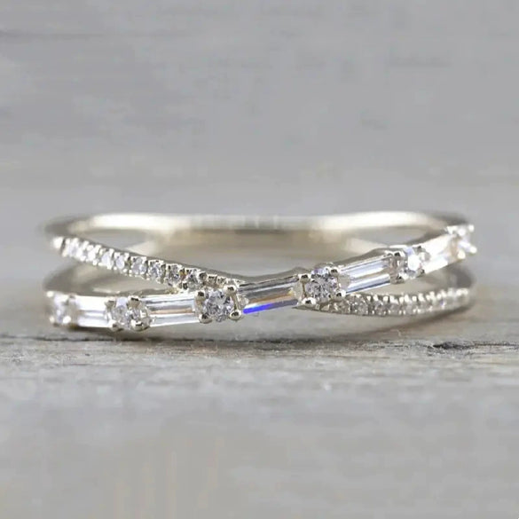 Wholesale Ring Copper Geometric Zircon Inlaid Light Luxury Style