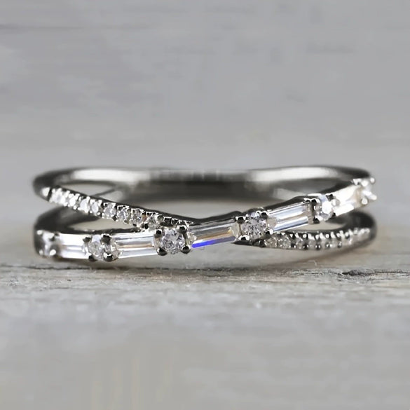 Wholesale Ring Copper Geometric Zircon Inlaid Light Luxury Style