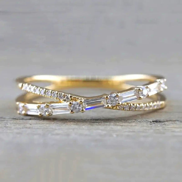 Wholesale Ring Copper Geometric Zircon Inlaid Light Luxury Style