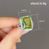 Wholesale Ring Copper Geometric Zircon Olive Green Engagement Ring For Women