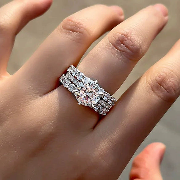 Wholesale Ring Copper Geometric Zirconia Light Luxury Style For Women