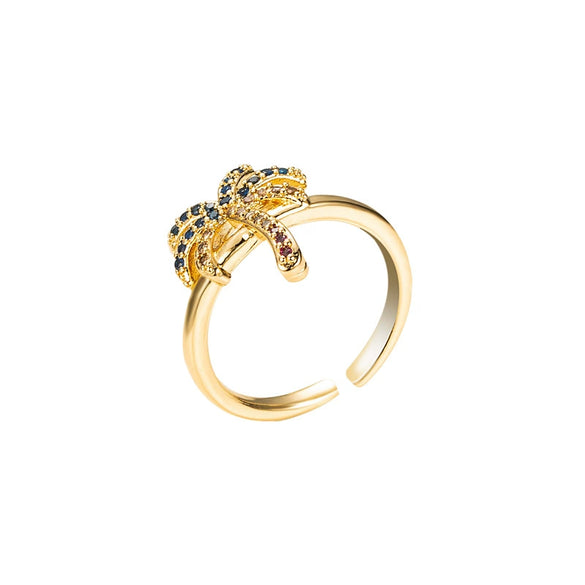 Wholesale Ring Copper Gold Plated Coconut Tree Zircon Unisex Hip Hop Simple Style