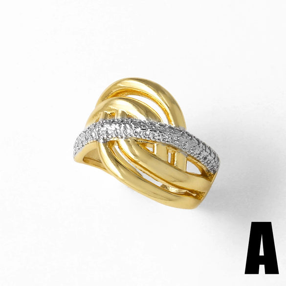 Wholesale Ring Copper Gold Plated Geometric Moon Cross Open Unisex Minimalist Style