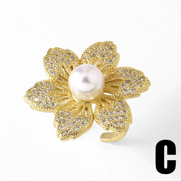Wholesale Ring Copper Gold Plated Geometric Pattern Female