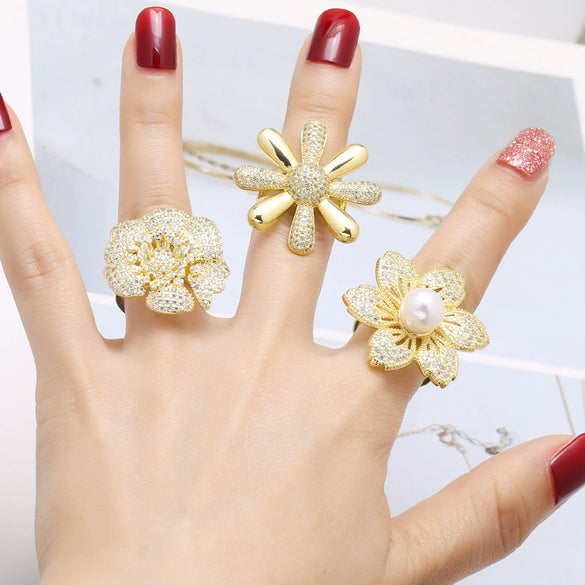 Wholesale Ring Copper Gold Plated Geometric Pattern Female