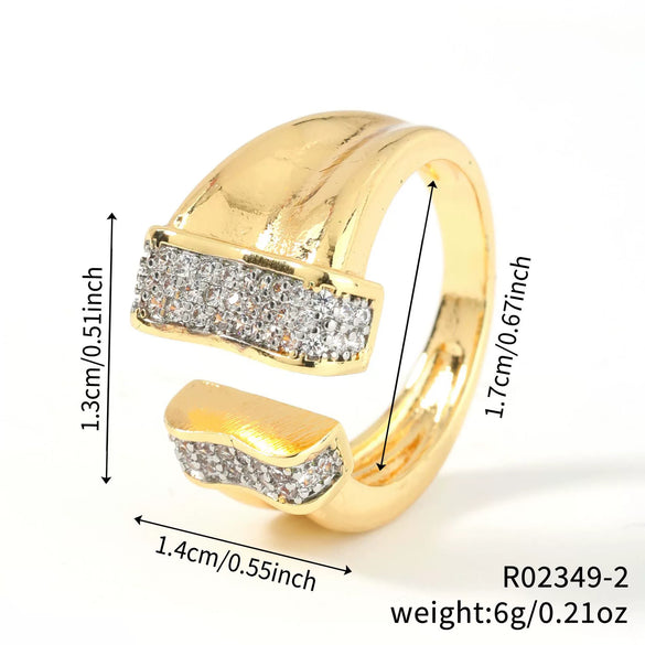 Wholesale Ring Copper Gold Plated Geometric Style Zirconium Inlaid Unisex
