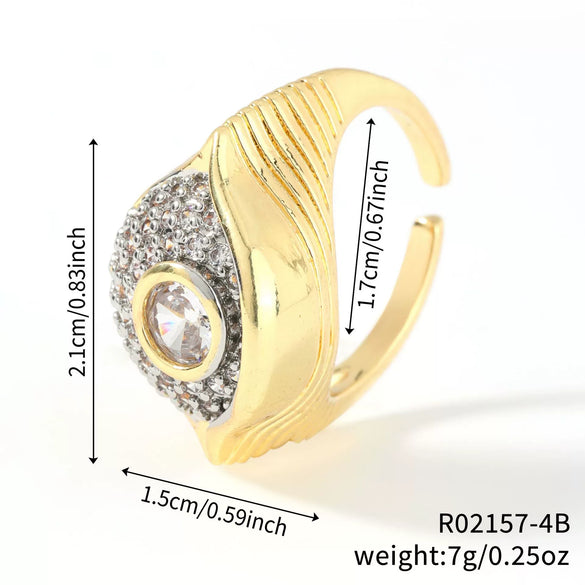 Wholesale Ring Copper Gold Plated Geometric Style Zirconium Inlaid Unisex