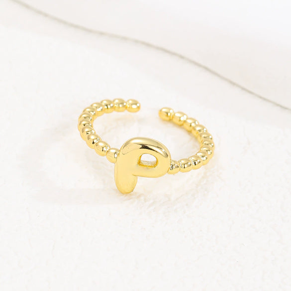 Wholesale Ring Copper Golden Glaze Electroplated Bubble Balloon Shape With Letters Numbers Text For Women