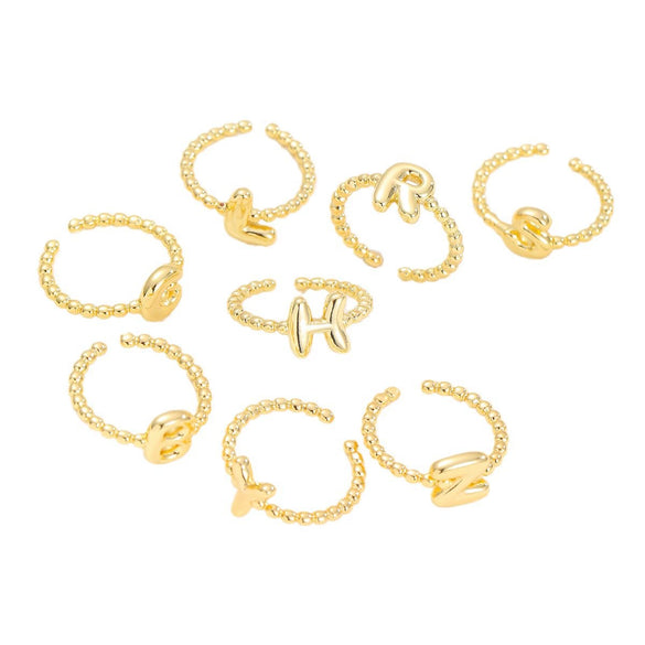Wholesale Ring Copper Golden Glaze Electroplated Bubble Balloon Shape With Letters Numbers Text For Women