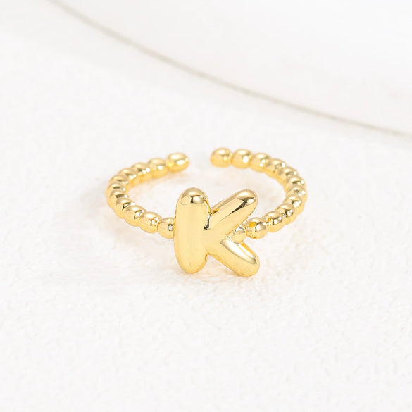 Wholesale Ring Copper Golden Glaze Electroplated Bubble Balloon Shape With Letters Numbers Text For Women