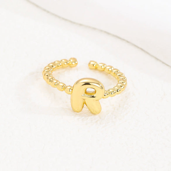 Wholesale Ring Copper Golden Glaze Electroplated Bubble Balloon Shape With Letters Numbers Text For Women