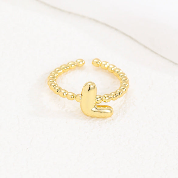 Wholesale Ring Copper Golden Glaze Electroplated Bubble Balloon Shape With Letters Numbers Text For Women