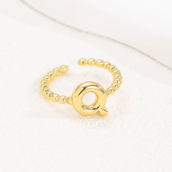 Wholesale Ring Copper Golden Glaze Electroplated Bubble Balloon Shape With Letters Numbers Text For Women