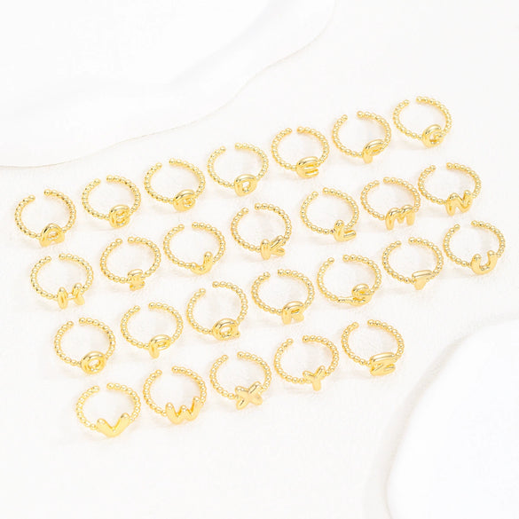 Wholesale Ring Copper Golden Glaze Electroplated Bubble Balloon Shape With Letters Numbers Text For Women