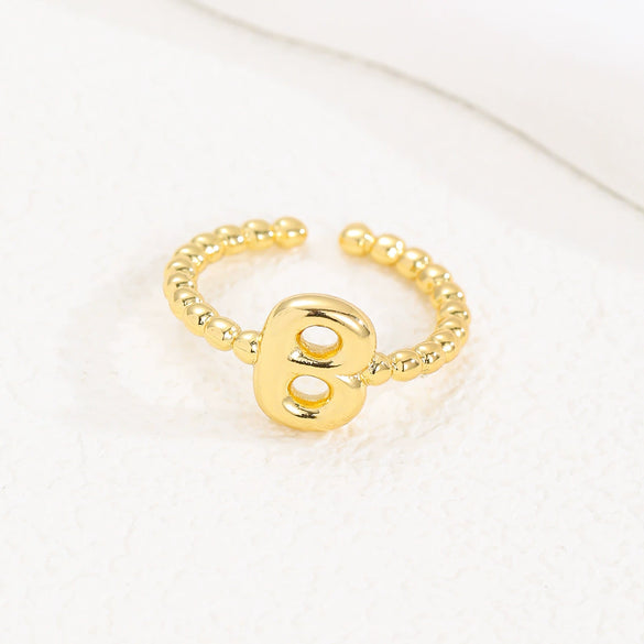 Wholesale Ring Copper Golden Glaze Electroplated Bubble Balloon Shape With Letters Numbers Text For Women
