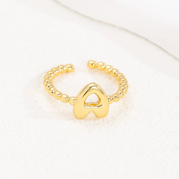Wholesale Ring Copper Golden Glaze Electroplated Bubble Balloon Shape With Letters Numbers Text For Women