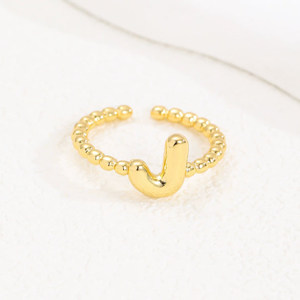 Wholesale Ring Copper Golden Glaze Electroplated Bubble Balloon Shape With Letters Numbers Text For Women