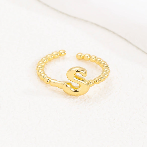 Wholesale Ring Copper Golden Glaze Electroplated Bubble Balloon Shape With Letters Numbers Text For Women