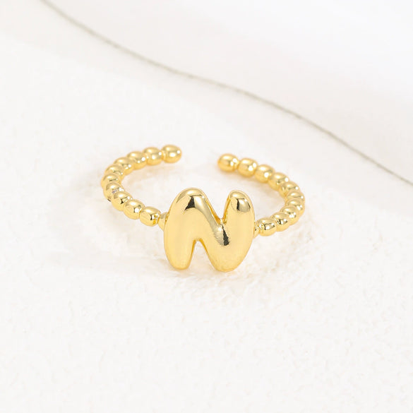Wholesale Ring Copper Golden Glaze Electroplated Bubble Balloon Shape With Letters Numbers Text For Women