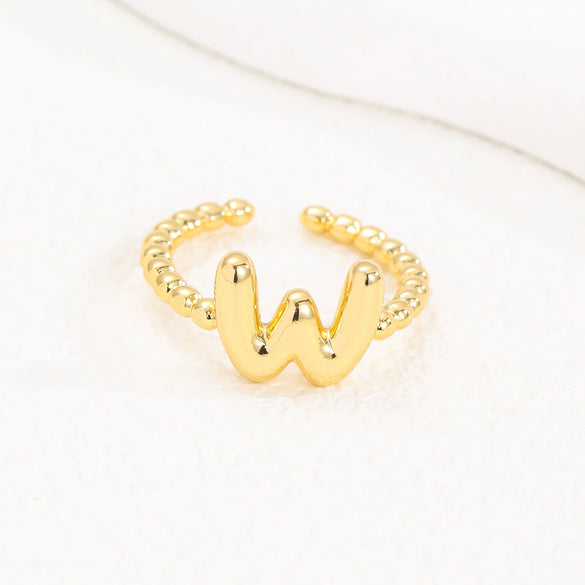 Wholesale Ring Copper Golden Glaze Electroplated Bubble Balloon Shape With Letters Numbers Text For Women