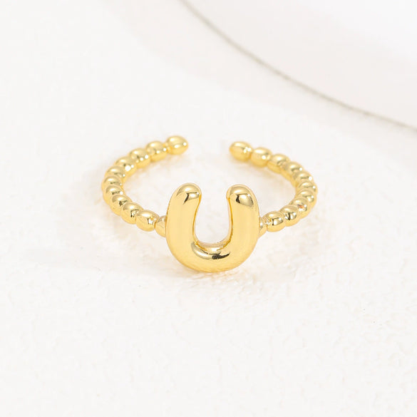 Wholesale Ring Copper Golden Glaze Electroplated Bubble Balloon Shape With Letters Numbers Text For Women