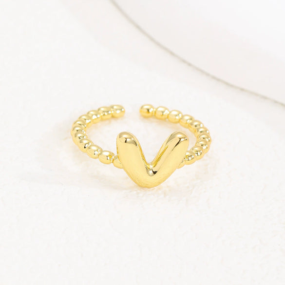 Wholesale Ring Copper Golden Glaze Electroplated Bubble Balloon Shape With Letters Numbers Text For Women