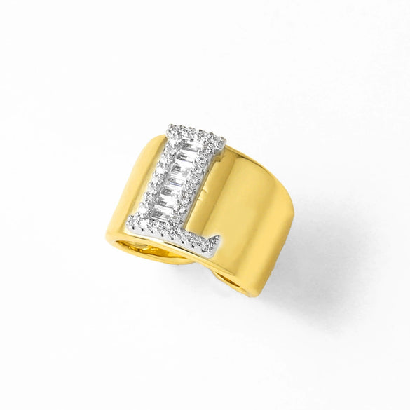 Wholesale Ring Copper Goldplated Geometric Letter Design