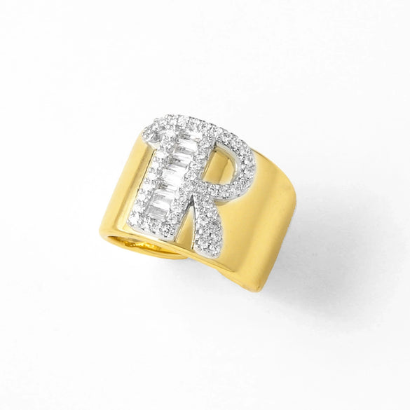 Wholesale Ring Copper Goldplated Geometric Letter Design