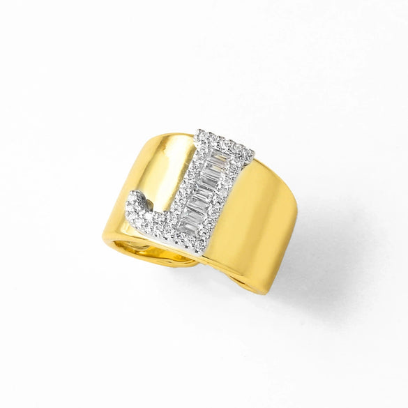 Wholesale Ring Copper Goldplated Geometric Letter Design