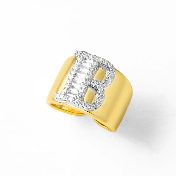 Wholesale Ring Copper Goldplated Geometric Letter Design